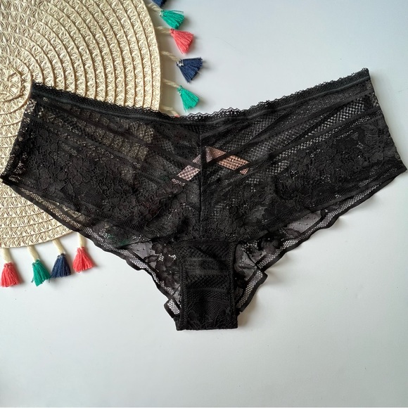 Victoria's Secret The Lacie Floral Stripe Cheeky Panty Black XL NEW - Picture 7 of 8